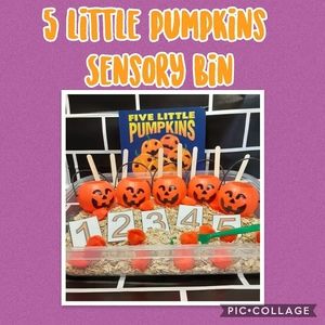5 little pumpkin Sensory Bin
